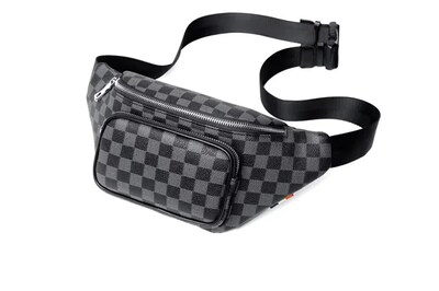 Foto 1 | Riñonera Xtellar A Cuadros Impermeable, Crossbody Unisex De Piel Color Negro Diseño De La Tela Tartan