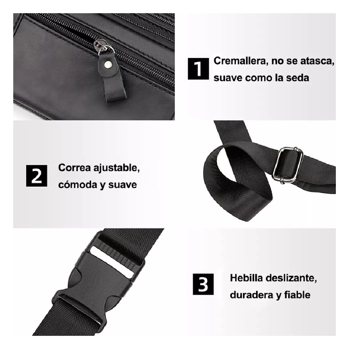 Foto 4 pulgar | Riñoneras Para Hombre De Piel Auténtico Belug,  Negro
