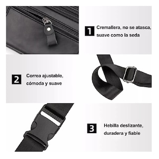 Foto 3 | Riñoneras Para Hombre De Piel Auténtico Belug, Negro
