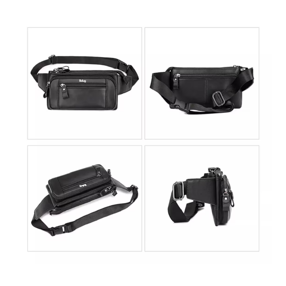 Foto 5 pulgar | Riñoneras Para Hombre De Piel Auténtico Belug,  Negro