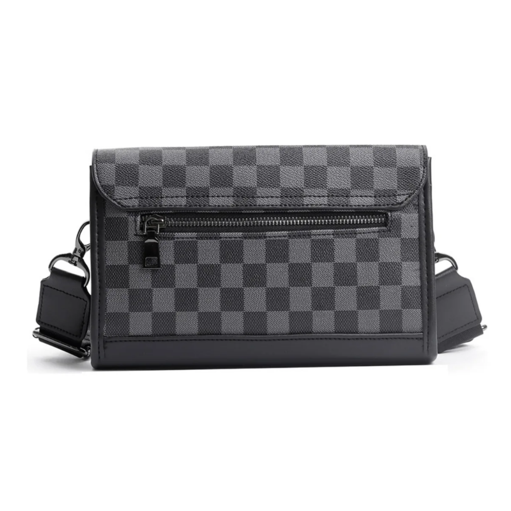 Foto 3 pulgar | Bolsa Bandolera Elegante De Pu A Cuadros Para Hombre Lab.g, Gris Negro Cuadritos