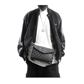 Foto 3 | Bolsa Bandolera Elegante De Pu A Cuadros Para Hombre Lab.g, Gris Negro Cuadritos