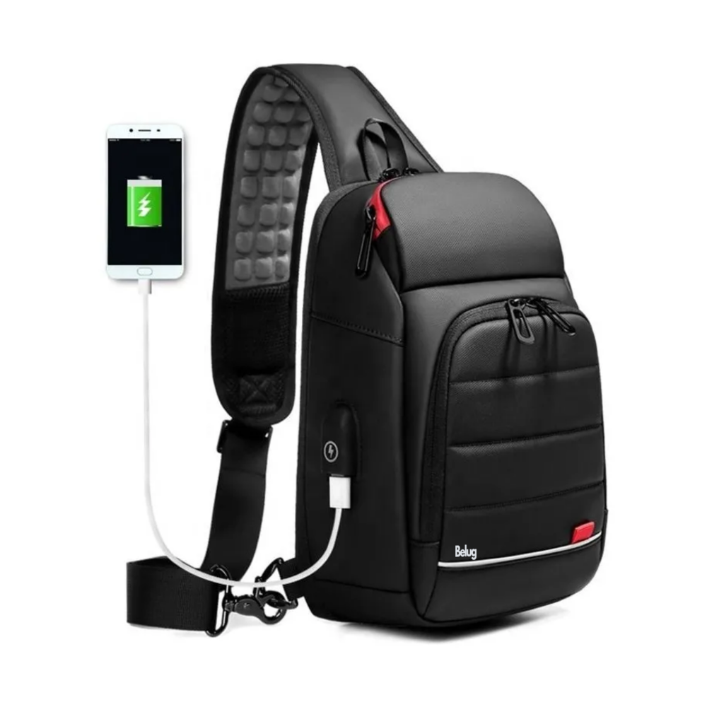 Foto 1 | Mochila Cruzada Bandolera Para Hombre Hombro Carga Usb Belug,  Negro