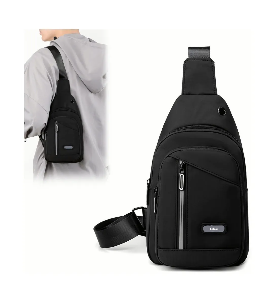 Foto 4 pulgar | Mochila Mensajero Impermeable Multifunción Cruzada Hombro Lab.g Negro