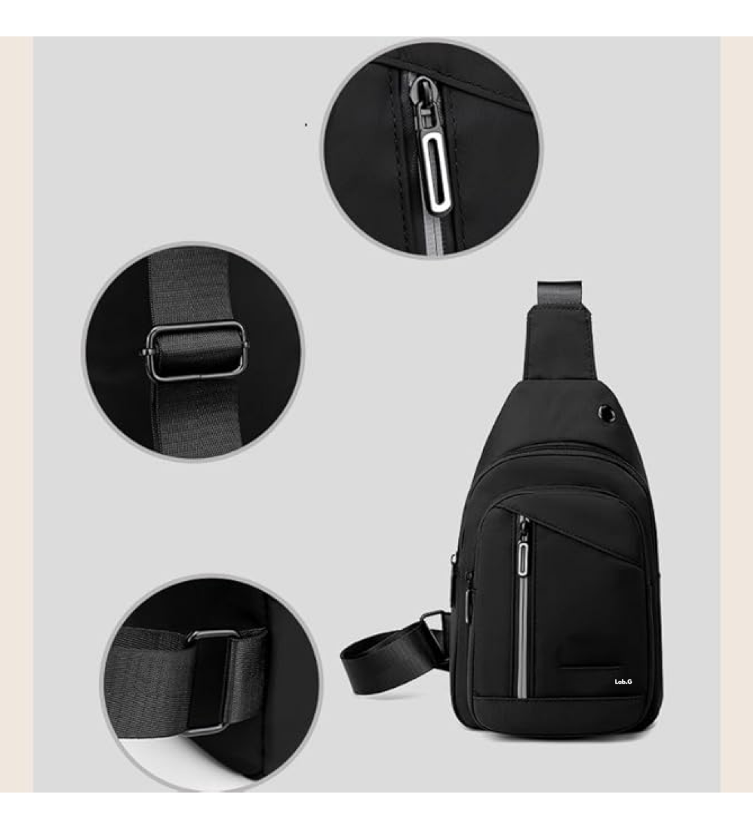 Foto 5 pulgar | Mochila Mensajero Impermeable Multifunción Cruzada Hombro Lab.g Negro