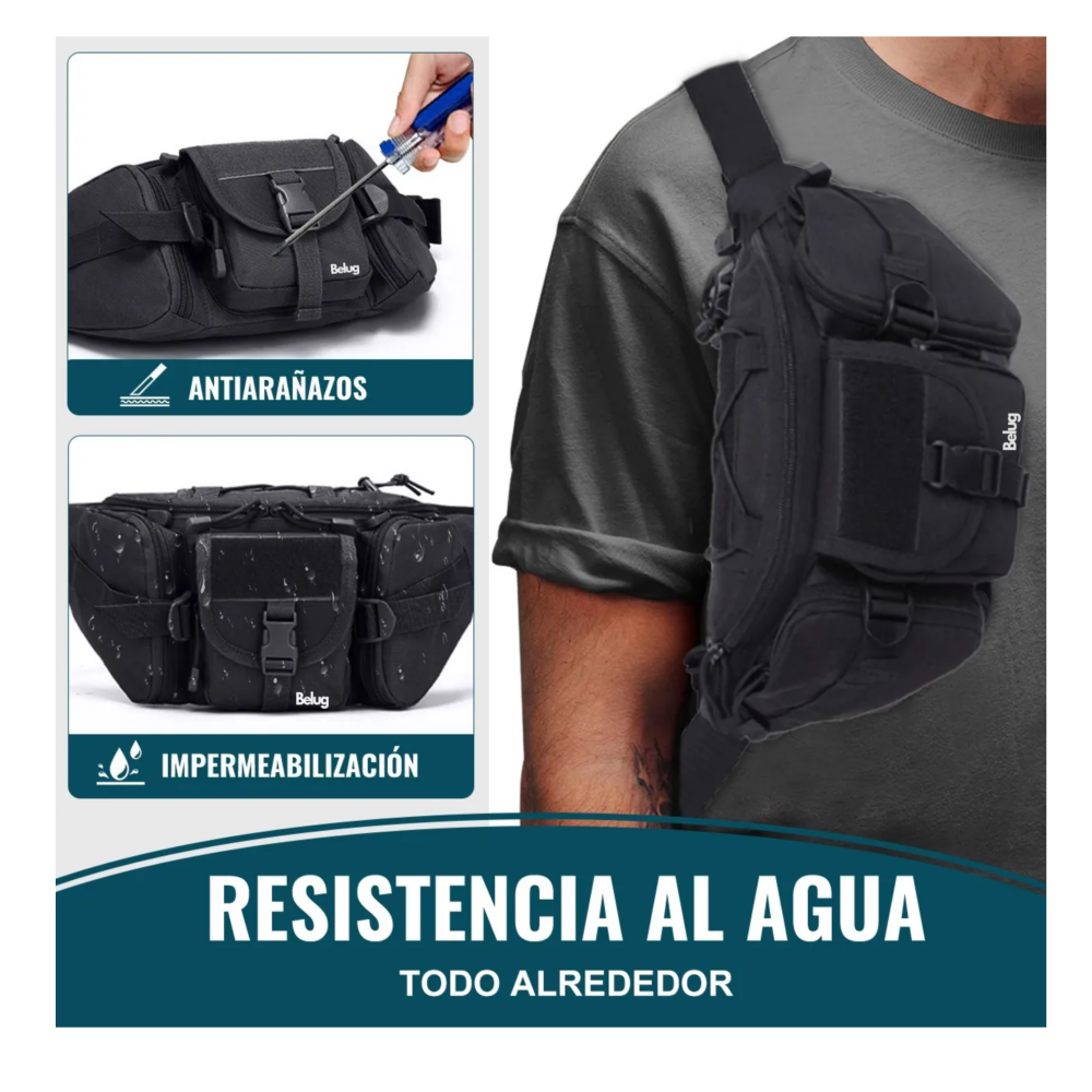 Foto 3 pulgar | Cangurera Táctica Militar Impermeable Riñonera Deportiva Belug, Negro