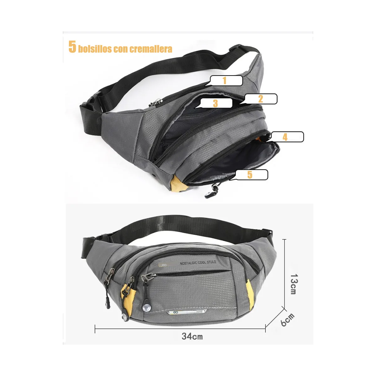 Foto 3 pulgar | Cangurera Riñonera Deportiva Hombres  Eo Safe Imports Esi-20034 Negro