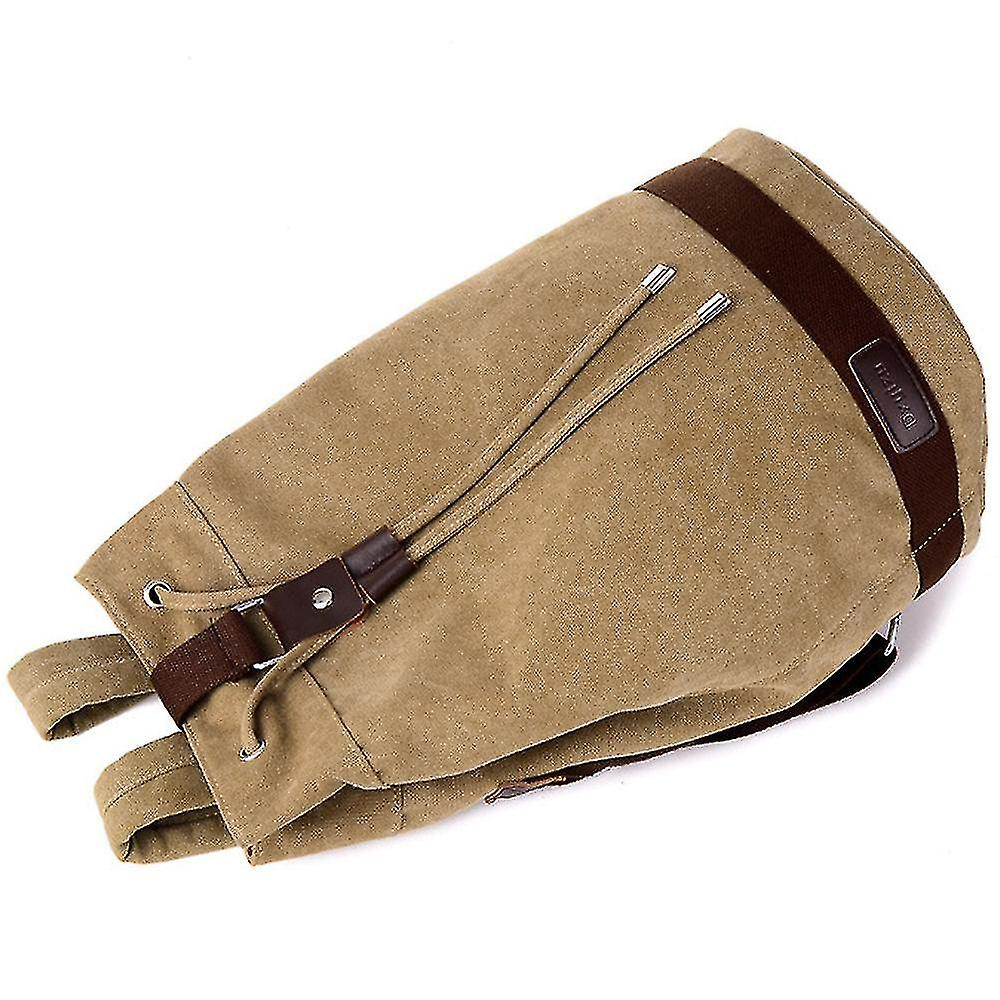 Foto 5 pulgar | Mochila Huoguo De Lona Con Diseño De Letras Y Cordón Para Hombre  Color Caqui - Venta Internacional.