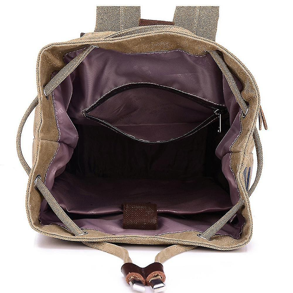 Foto 3 pulgar | Mochila Huoguo De Lona Con Diseño De Letras Y Cordón Para Hombre  Color Caqui - Venta Internacional.