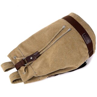Foto 4 | Mochila Huoguo De Lona Con Diseño De Letras Y Cordón Para Hombre Color Caqui - Venta Internacional.