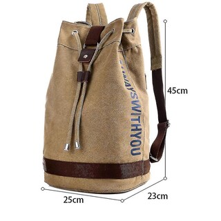 Foto 5 | Mochila Huoguo De Lona Con Diseño De Letras Y Cordón Para Hombre Color Caqui - Venta Internacional.