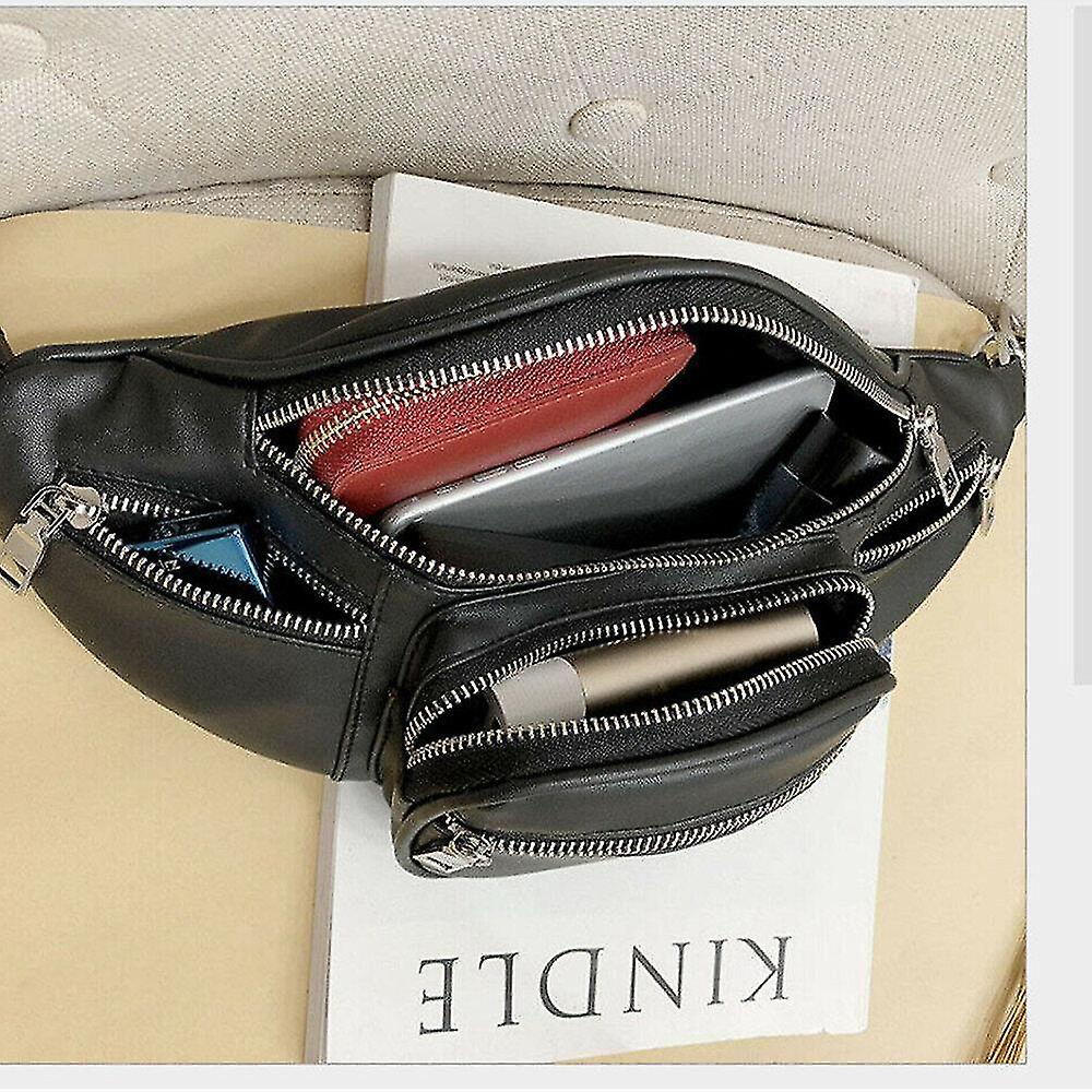 Foto 4 pulgar | Riñonera Huoguo De Piel Sintética Para Mujer Y Hombre  Color Negro - Venta Internacional.