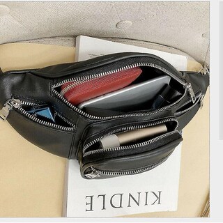 Foto 3 | Riñonera Huoguo De Piel Sintética Para Mujer Y Hombre Color Negro - Venta Internacional.
