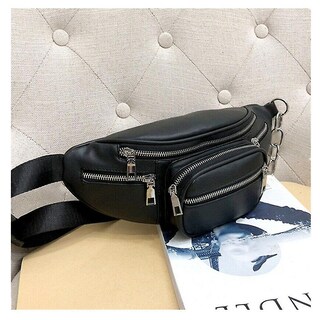 Foto 4 | Riñonera Huoguo De Piel Sintética Para Mujer Y Hombre Color Negro - Venta Internacional.