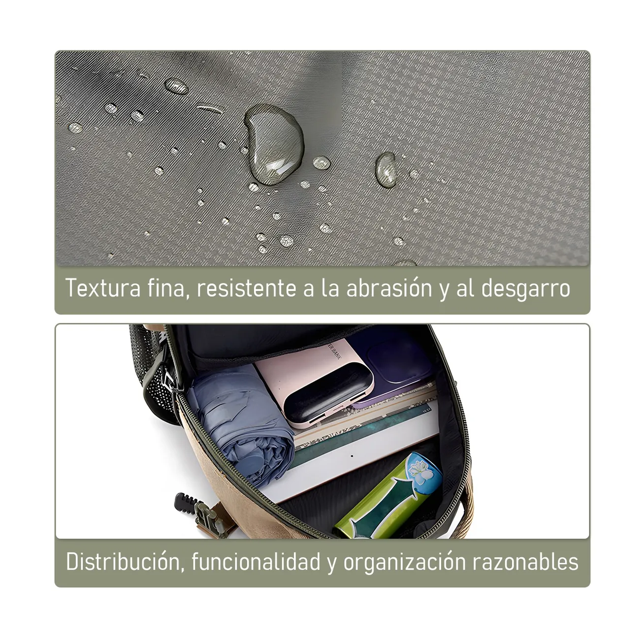 Foto 3 | Mochila Mariconera Pechera Impermeable Verde Musgo