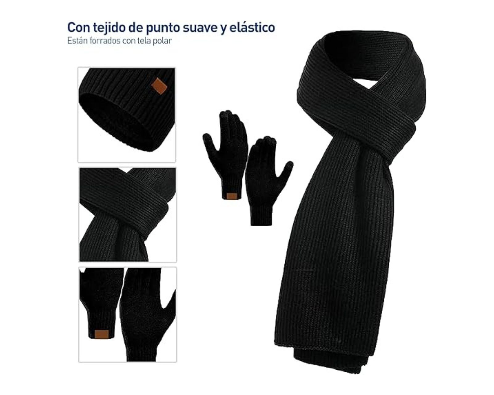 Foto 2 | Juego de Gorro Bufanda Guantes de Pantalla Táctil Bluelander Térmicos Unisex