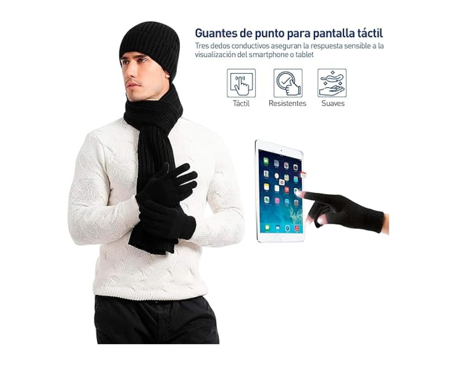 Foto 3 | Juego de Gorro Bufanda Guantes de Pantalla Táctil Bluelander Térmicos Unisex