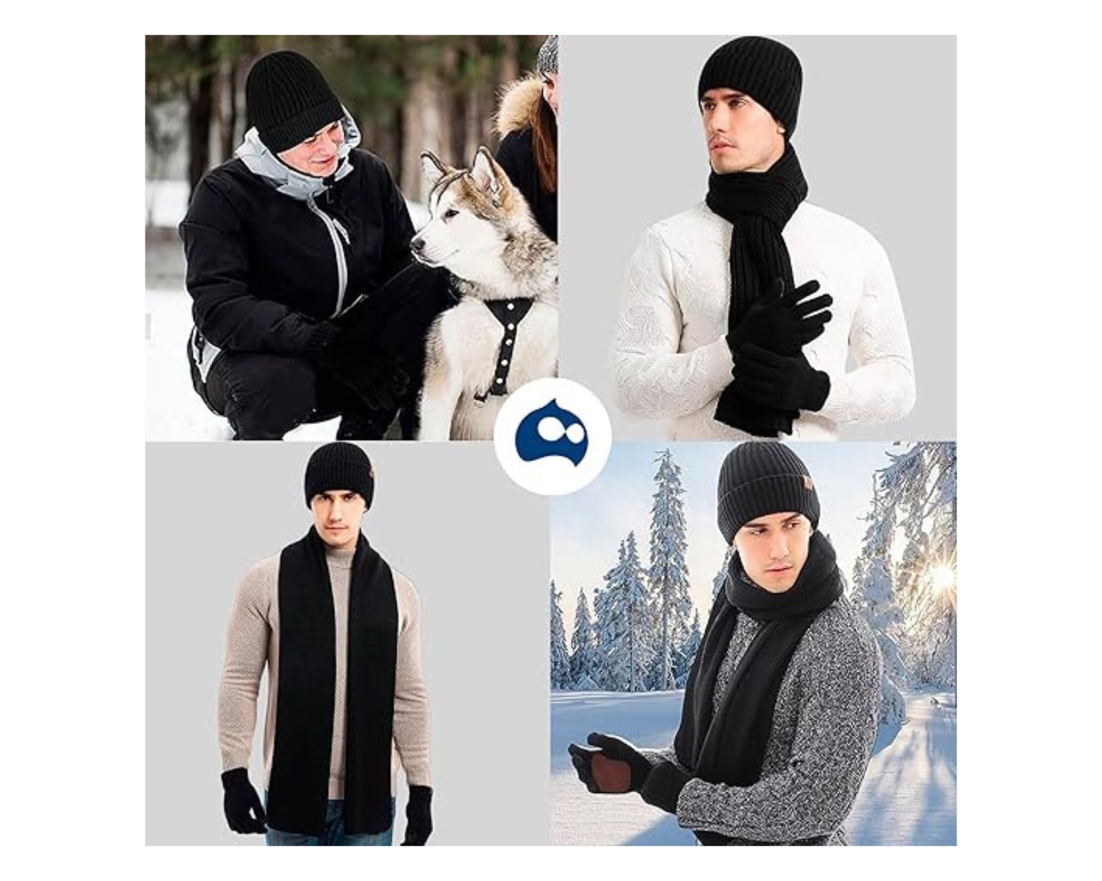 Foto 4 | Juego de Gorro Bufanda Guantes de Pantalla Táctil Bluelander Térmicos Unisex