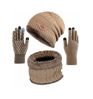 Foto 1 | Gorro + Bufanda + Guantes Tejidos Lab.G Marrones Unisex