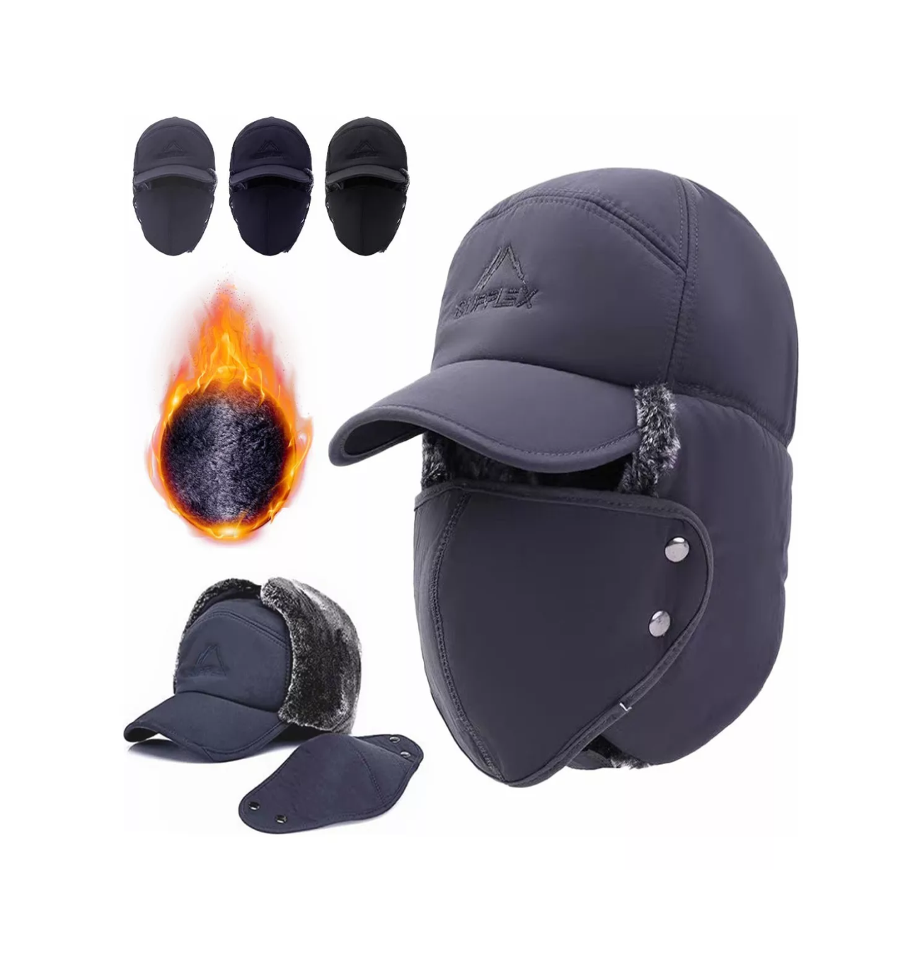 Foto 4 pulgar | Gorro Esquí con Protección Orejas y Rostro Gris