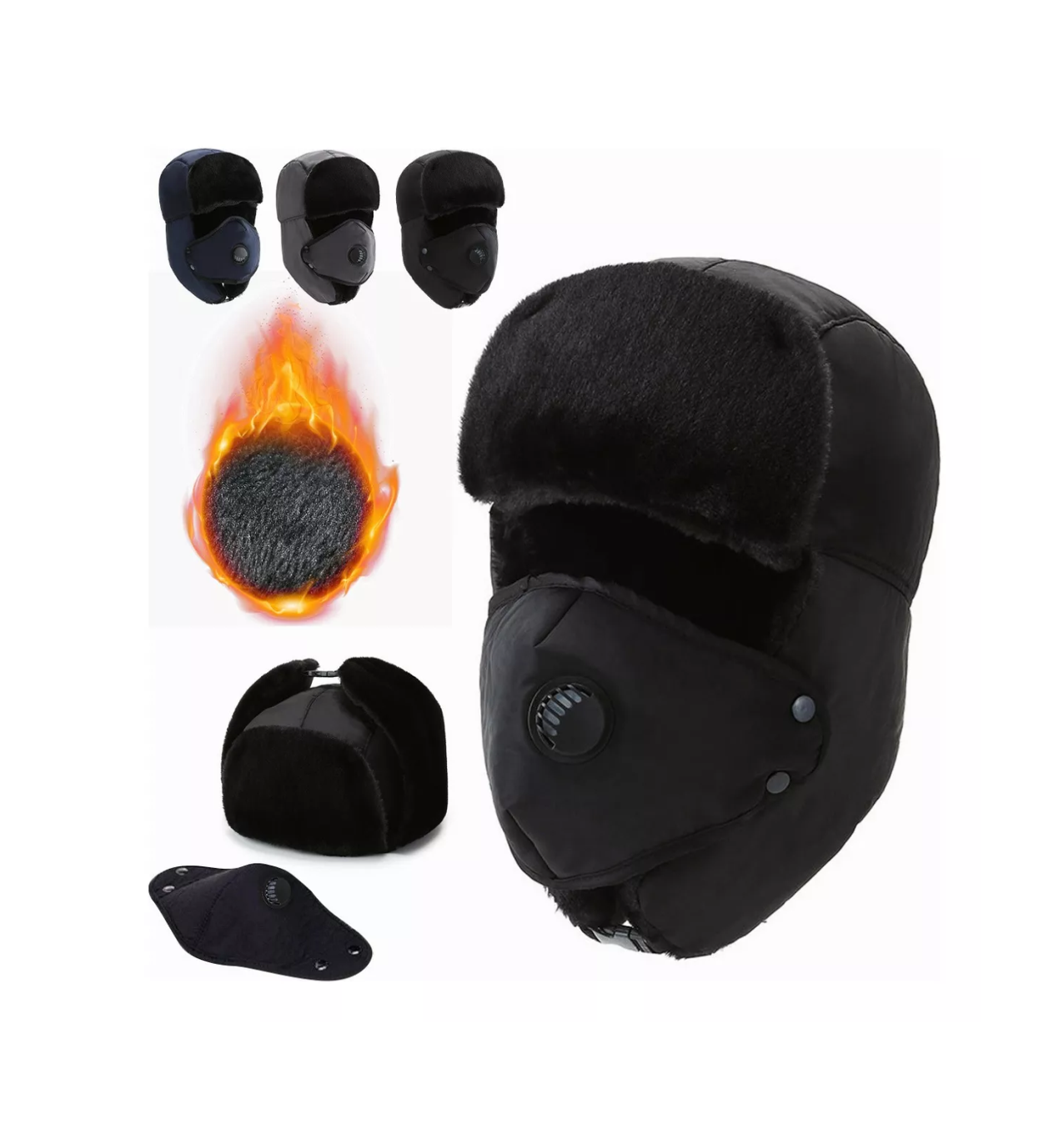 Foto 2 | Gorro Esquí con Protección de Orejas y Rostro Unisex Negro