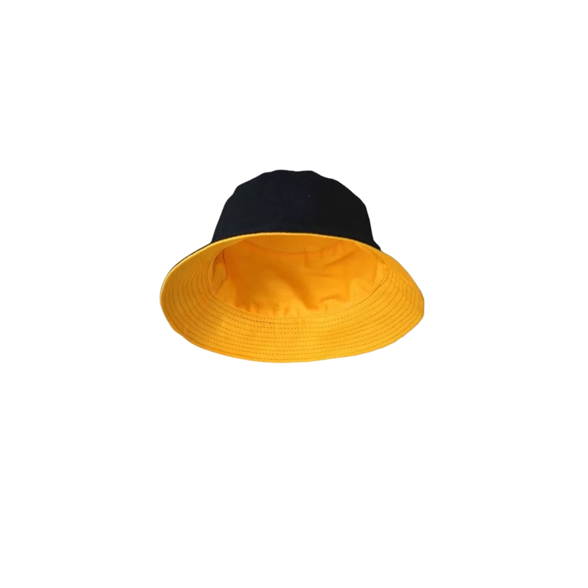 Sombrero De Pescador De Algodón De Doble Cara Para Exteriores Negro + Amarillo