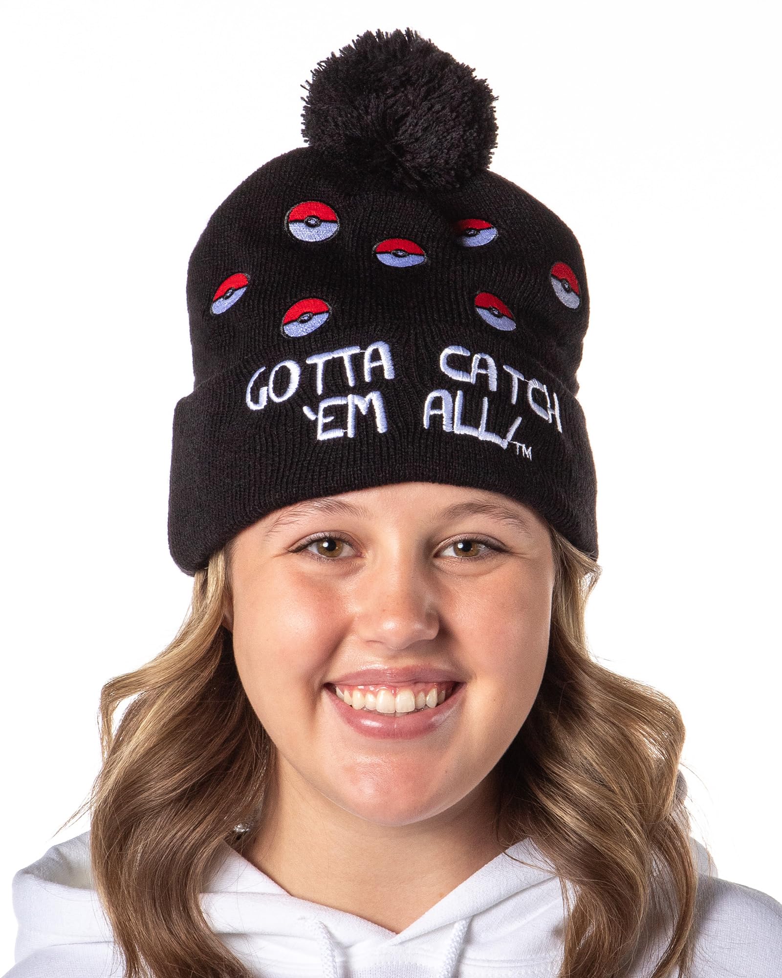 Foto 2 | Gorro Bioworld Pokemon Pokeball Con Forma De Pompón Unisex Para Invierno - Venta Internacional.