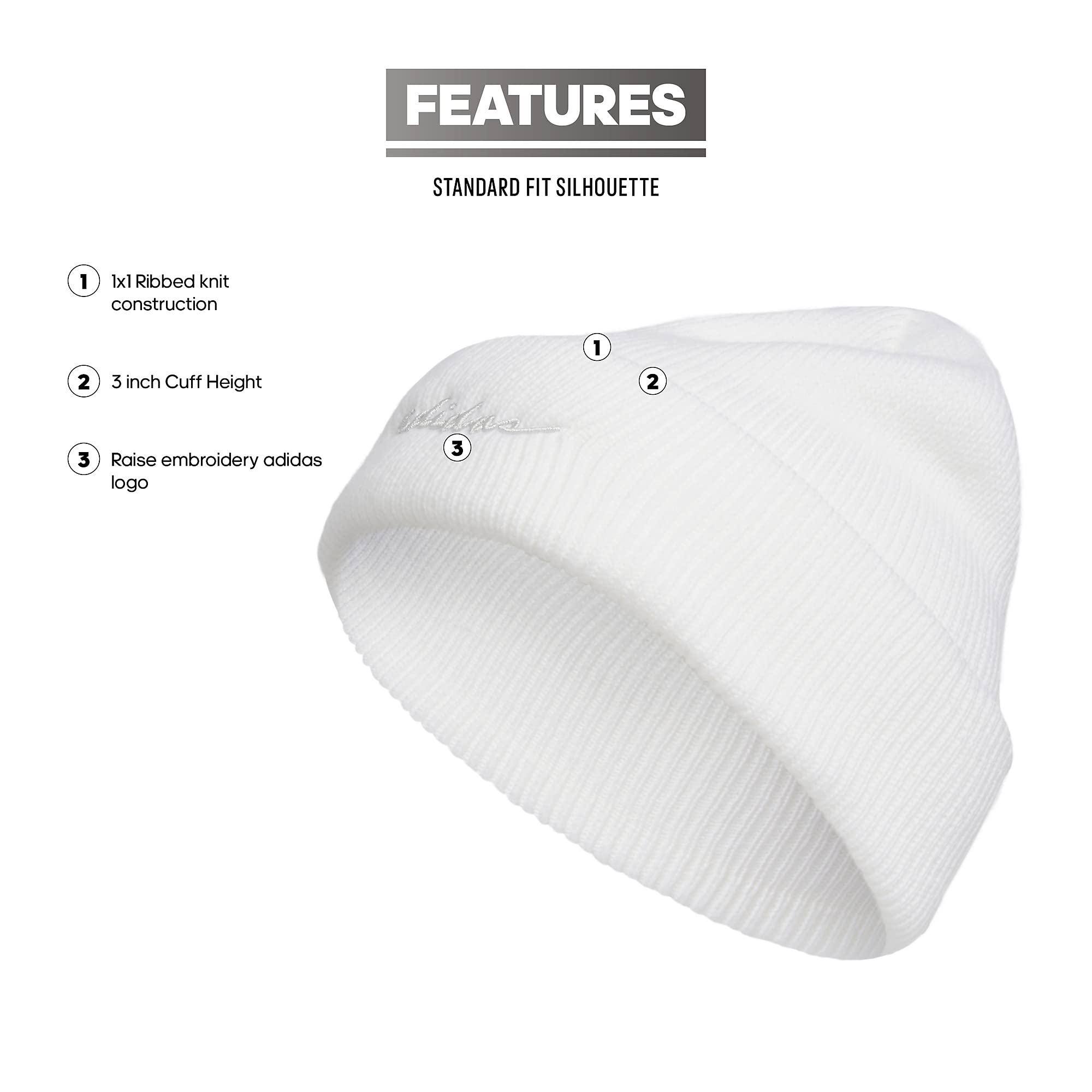 Foto 3 pulgar | Gorro Adidas Script Para Mujer, Invierno, Blanco/gris Transparente - Venta Internacional.