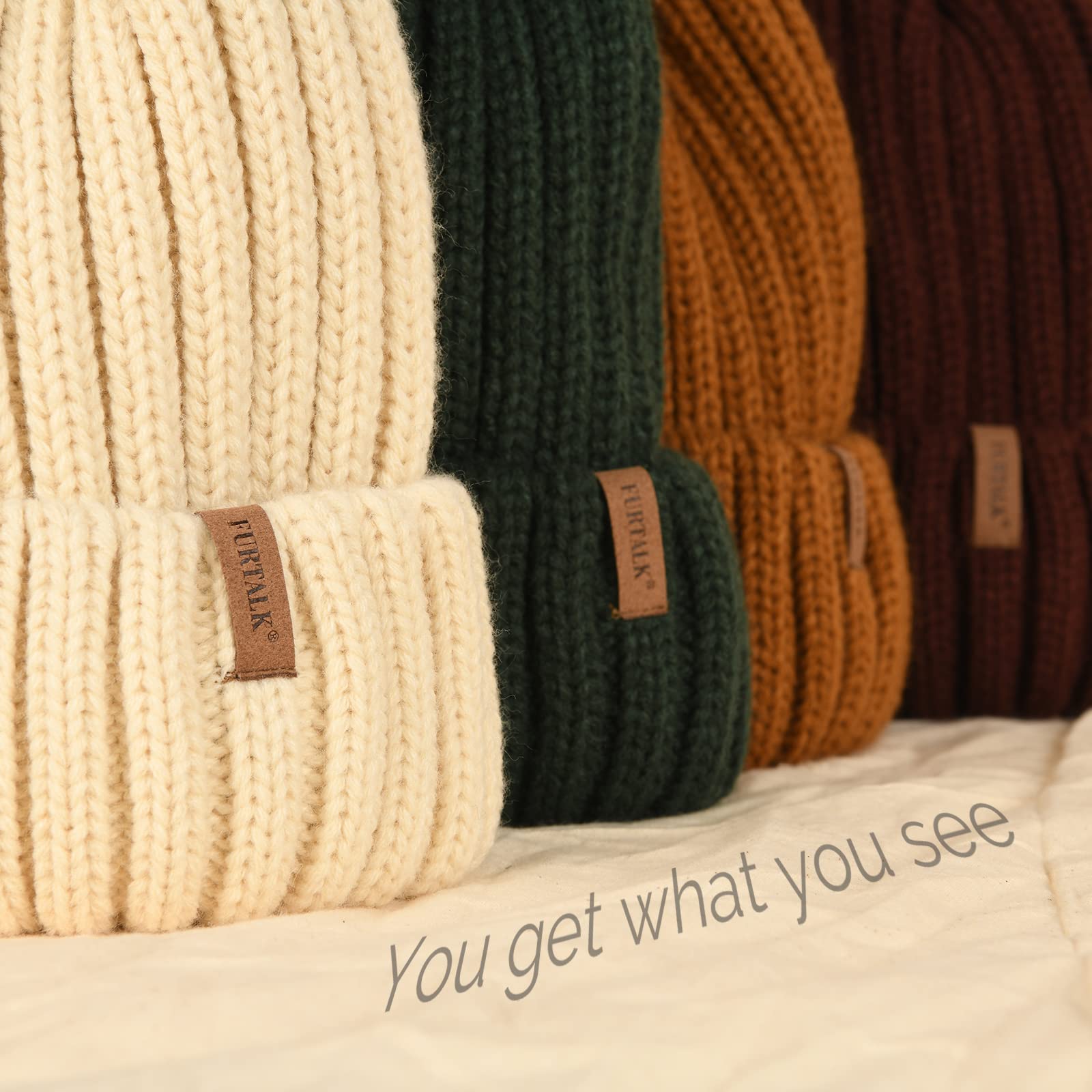 Foto 6 pulgar | Gorro De Punto De Invierno Furtalk Para Mujer Con Pompón De Piel Sintética - Venta Internacional.