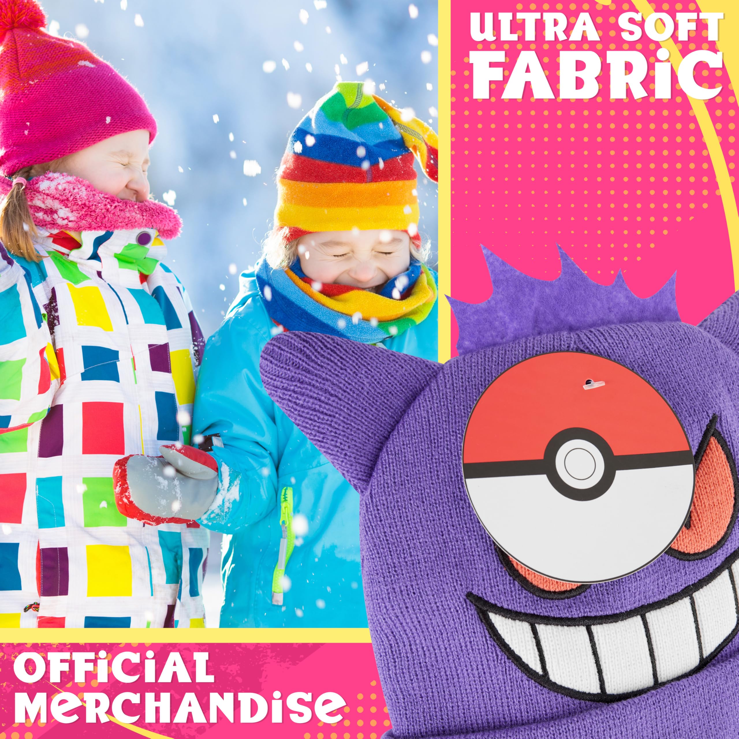Foto 5 pulgar | Gorro Para Niños Con Diseño De Pokémon, Cómodo, Tejido En Forma De Gengar, Color Morado Para Invierno - Venta In