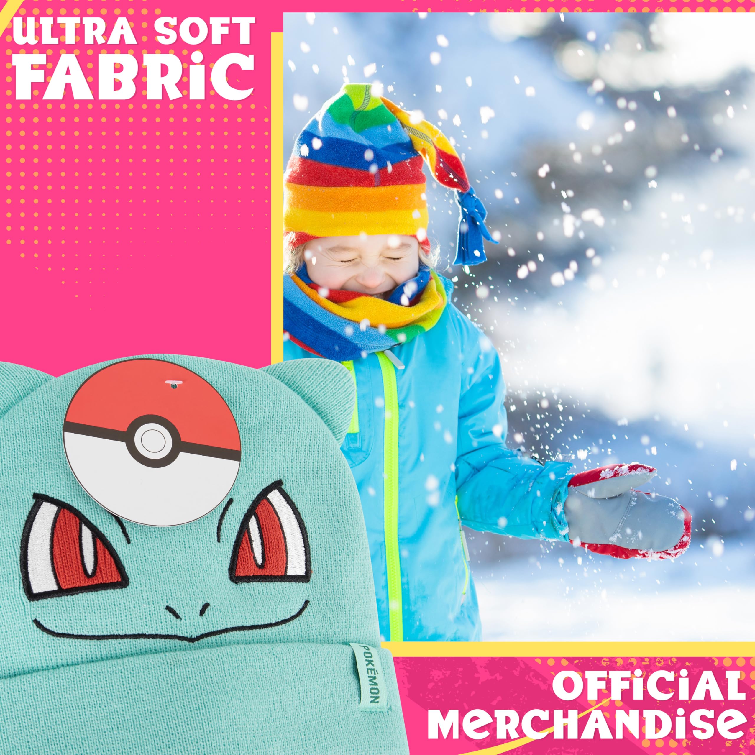 Foto 5 pulgar | Gorro Para Niños Con Diseño De Pokémon, Cómodo, Tejido En Invierno, Color Turquesa, Bulbasaur - Venta Internacional.