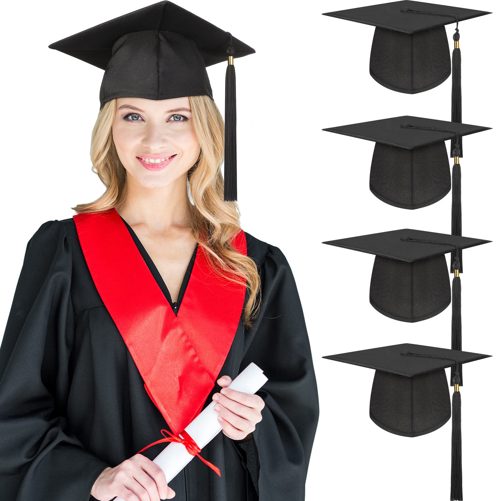 Foto 2 | Gorra De Graduación Geyoga Negra Mate Unisex Con Borla Extraíble - Venta Internacional.