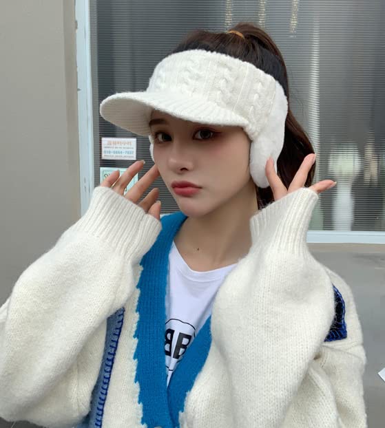 Foto 4 pulgar | Gorro Con Visera Avilego De Punto Elástico Para Mujer Con Orejeras, Color Blanco - Venta Internacional.