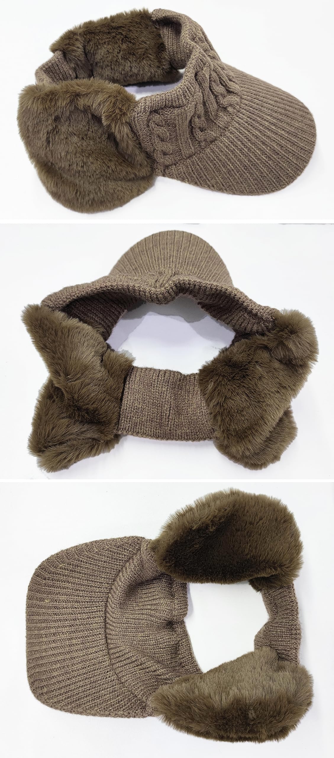 Foto 7 pulgar | Gorro Con Visera Avilego De Punto Elástico Para Mujer Con Orejeras, Color Blanco - Venta Internacional.