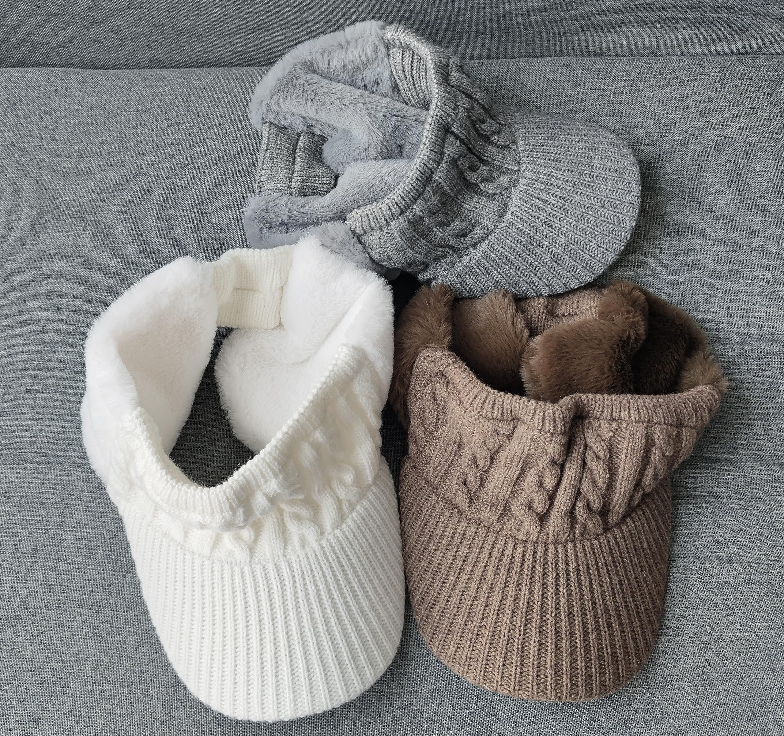 Foto 8 pulgar | Gorro Con Visera Avilego De Punto Elástico Para Mujer Con Orejeras, Color Blanco - Venta Internacional.