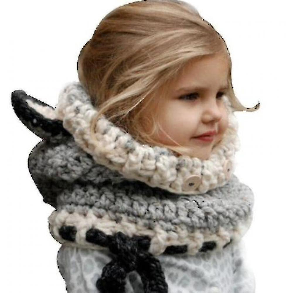 Foto 2 pulgar | Orejeras Cálidas Para Invierno  Bufanda De Lana De Zorro  Tejida Con Capucha  Gris - Venta Internacional.