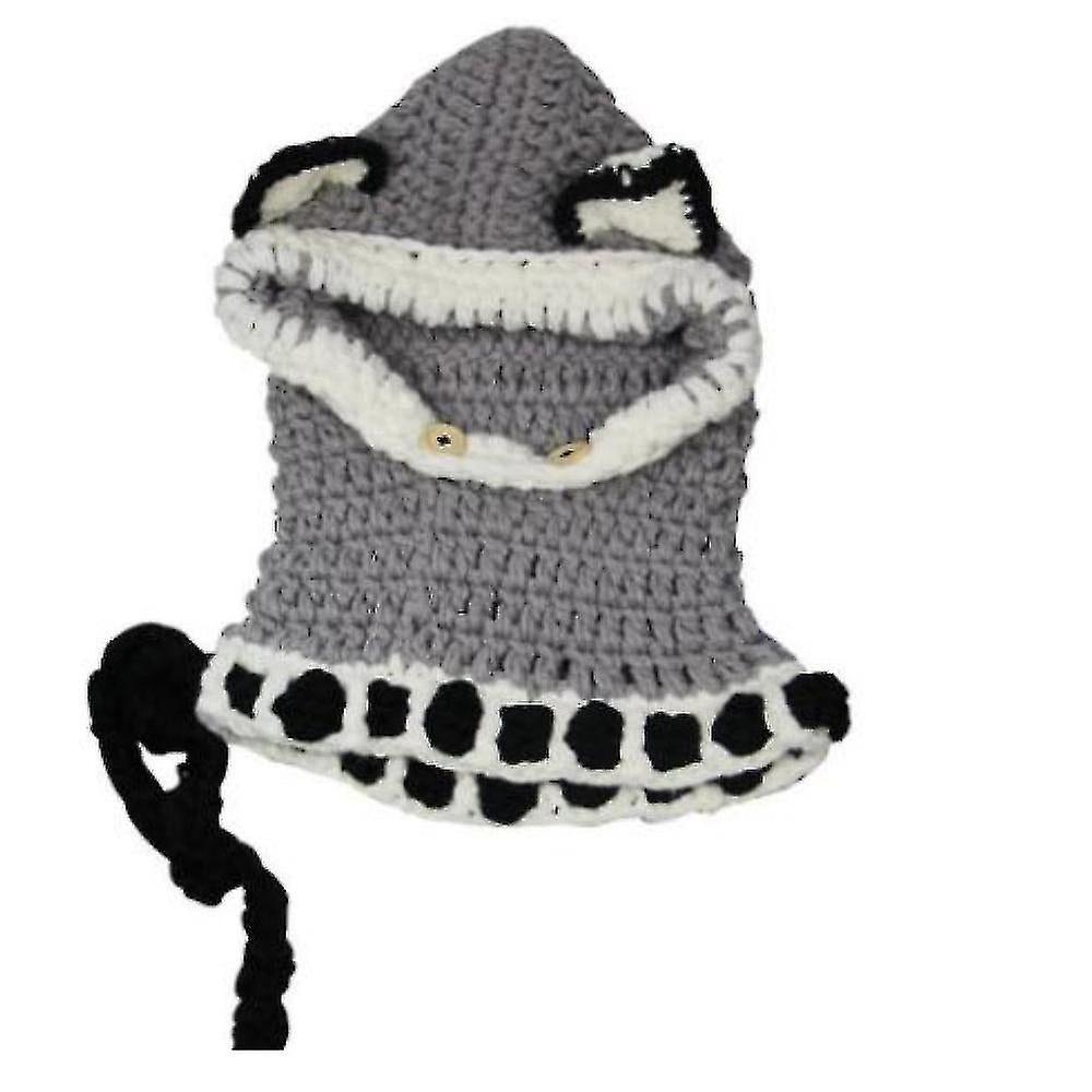 Foto 3 pulgar | Orejeras Cálidas Para Invierno  Bufanda De Lana De Zorro  Tejida Con Capucha  Gris - Venta Internacional.