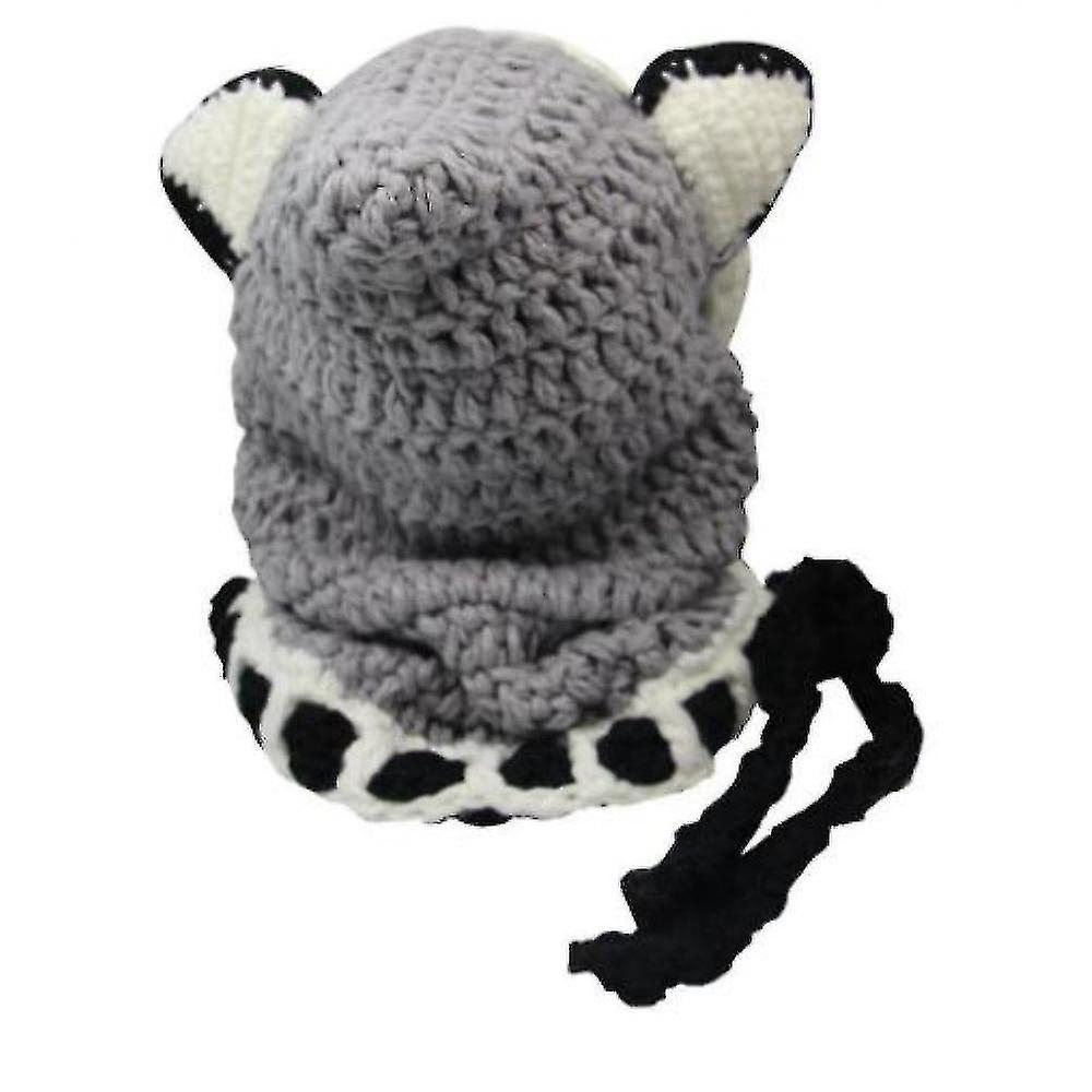 Foto 4 pulgar | Orejeras Cálidas Para Invierno  Bufanda De Lana De Zorro  Tejida Con Capucha  Gris - Venta Internacional.