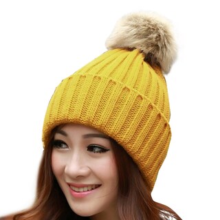 Foto 3 | Gorro Huoguo Para Mujer Tejido Cálido Para Invierno Con Forma De Conejito - Venta Internacional.