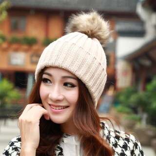 Foto 2 | Gorro Huoguo Para Mujer Tejido Cálido Para Invierno Con Forma De Conejito - Venta Internacional.