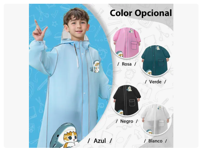 Foto 2 | Xtellar - Gabardina Impermeable Y Portátil Rompevientos Para Niñas: Estilo Y Comodidad En Días Lluviosos