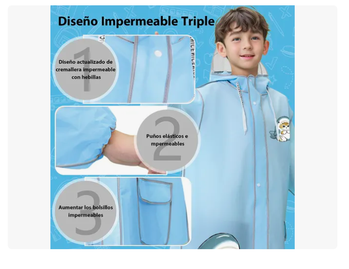 Foto 4 pulgar | Xtellar - Gabardina Impermeable Y Portátil Rompevientos Para Niñas: Estilo Y Comodidad En Días Lluviosos