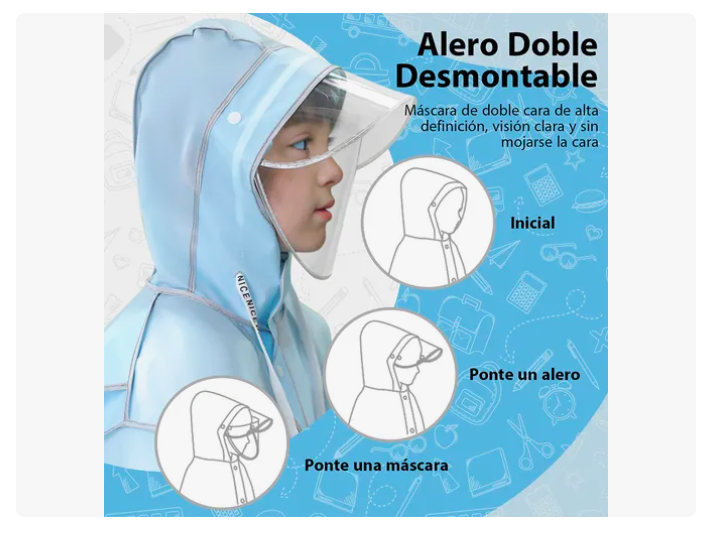 Foto 5 pulgar | Xtellar - Gabardina Impermeable Y Portátil Rompevientos Para Niñas: Estilo Y Comodidad En Días Lluviosos