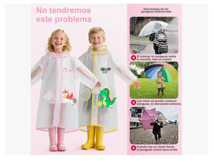 Foto 3 pulgar | Lmpermeable Xtellar De Cuerpo Completo Para Niños Poncho Lmpermeable