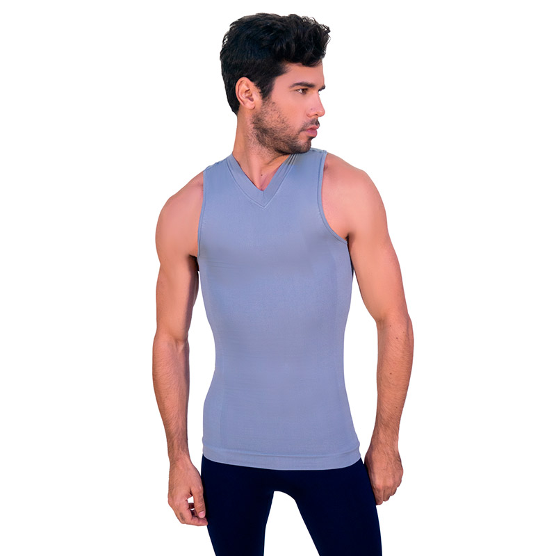 Foto 2 pulgar | Camiseta Faja De Hombre Cuello En V Sin Mangas Gris I Love Shape M4006 T Ch