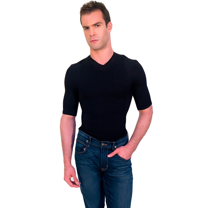 Foto 2 pulgar | Camiseta Faja I Love Shape M4005 Negra Cuello en V para Hombre