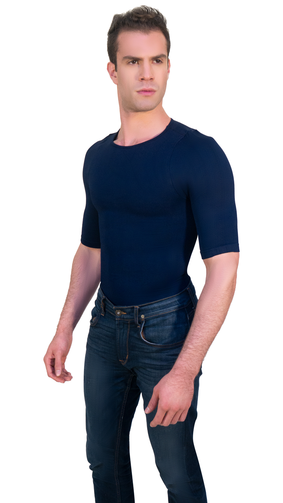 Foto 2 pulgar | Camiseta Faja De Hombre Cuello Redondo Con Mangas Azul I Love Shape M4003 T M