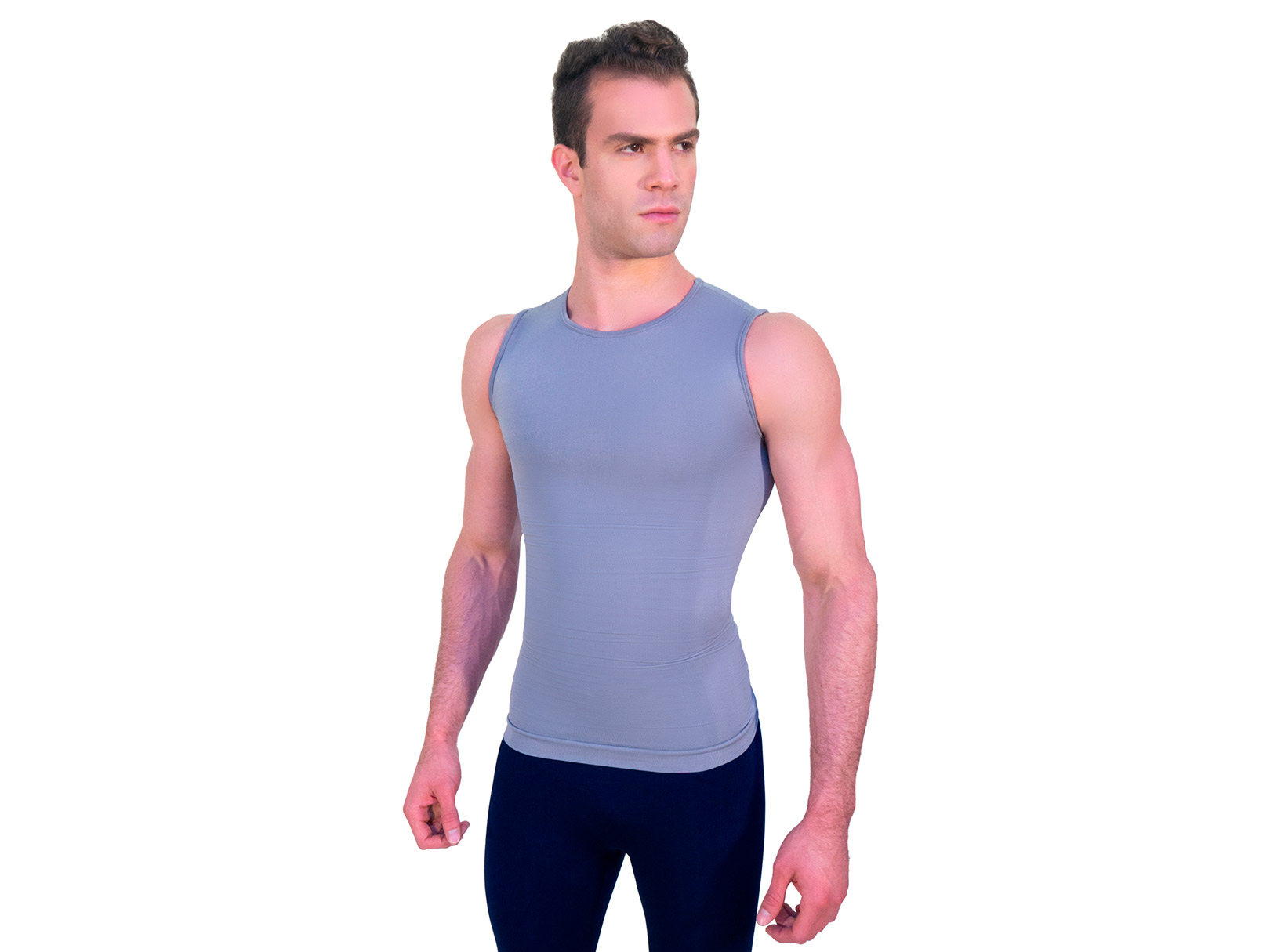 Foto 2 pulgar | Camiseta Faja Cuello Redondo Sin Mangas I Love Shape M4004 Gris para Hombre