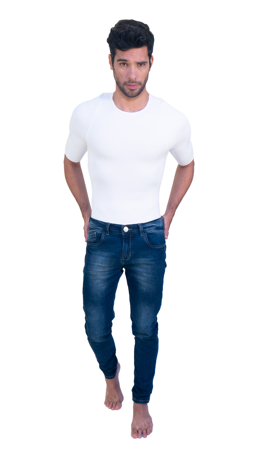 Foto 2 pulgar | Camiseta Faja Cuello Redondo I Love Shape M4003 Blanca para Hombre