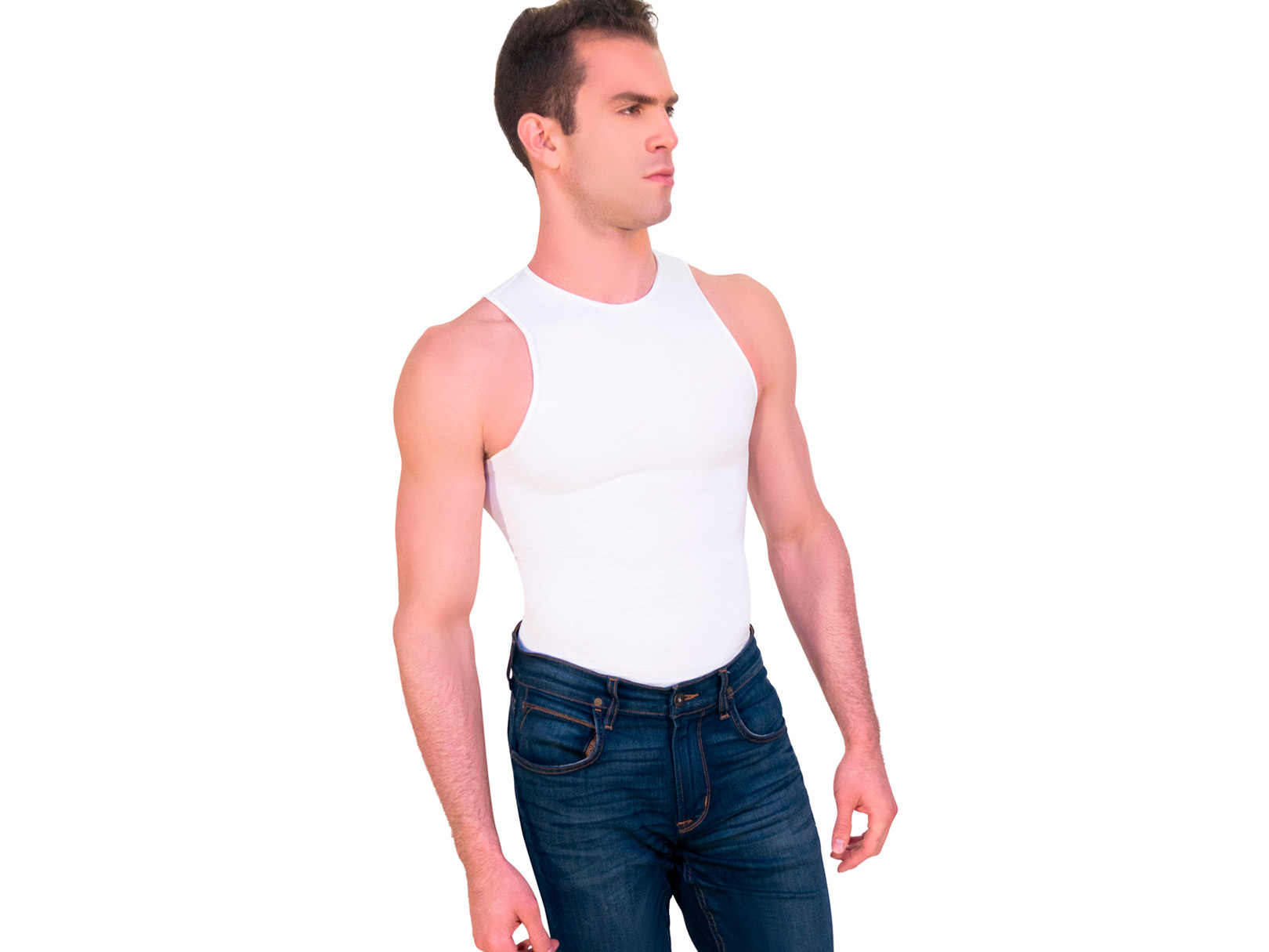 Foto 2 pulgar | Camiseta Faja De Hombre Cuello Redondo Sin Mangas Blanca I Love Shape M4004 T G